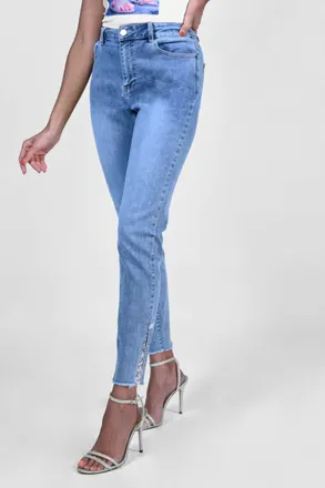 Frank Lyman Design Lacey Lace Rhinestone And Pearl Jean - Plus In Blue