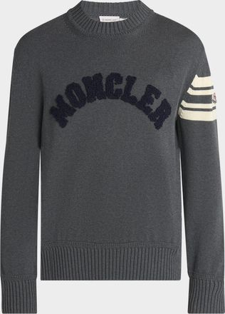 Moncler Men & apos;s Curved Logo Knit Crewneck Sweater