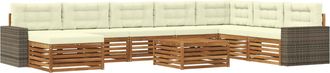 vidaXL Conjunto De Sof&aacute;s De Exterior 9 Uds. Natural Y Crema Vidaxl