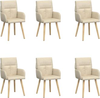 vidaXL Sillas De Comedor 6 Uds. Tela Crema 60 X 56 X 96 Cm Vidaxl