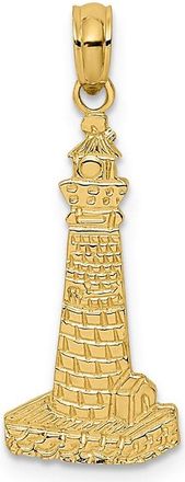 Diamond2Deal 14k Yellow Gold Flat and Textured Lighthouse Charm Pendant