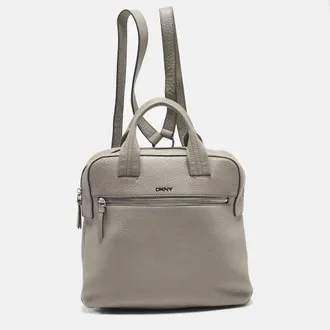 DKNY Dkny Grey Leather Convertible Backpack