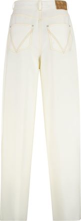 Bottega Veneta Womens Wide-Leg Wool Trousers Dove Cowhide