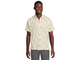 L.L.Bean L. L.Bean Lakewashed Shirt MensSailcloth Scenic Short Sleeve Button Up BUU047