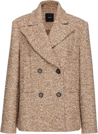Pinko Bruine Double-Breasted Casual Jas - Dames - Blazers - Bruin - L - Wol - Jassen