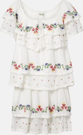 Rixo Abito corto Leilani in cotone con ricamo