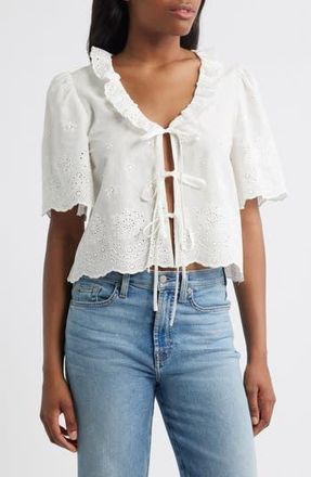 Wayf x Styled by COCO! Camilla Cotton Eyelet Crop Top in Ivory at Nordstrom Rack, Size X-Small