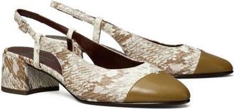 Tory Burch Cap Toe Slingback Pump in Granite Roccia /Ramure Green at Nordstrom, Size 10.5
