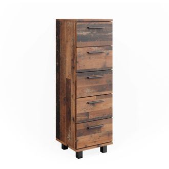 Vicco Armario mediano Ilias, Roble rústico, 30 x 95 cm con 5 cajones