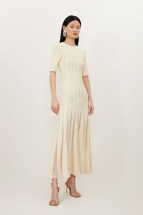 Karen Millen Petite Knitted Maxi Dress in Ivory at Nordstrom, Size X-Small P