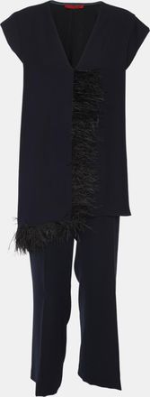 Carolina Herrera Navy Blue Crepe Pant Suit M