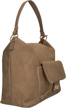 Notre-V Tassen, Dames, Beige, ONE Size, Su&egrave;de, Chucky Suede Schoudertas