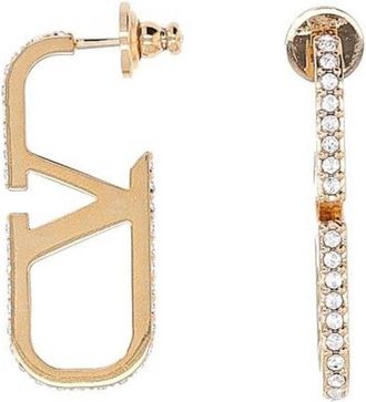Valentino Garavani Golden VLogo Hoop Earrings