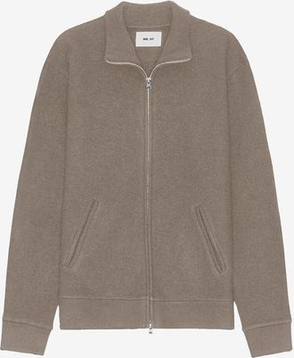 Nn.07 Stehkragen-Cardigan aus gekochter Wolle Boiled