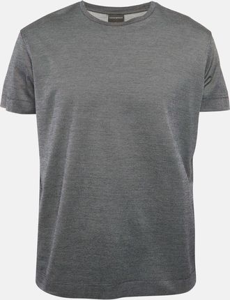 Emporio Armani Grey Striped Jersey Crewneck T-Shirt