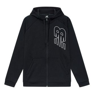 New Balance Logo Printing Sports Fleece Lined Hooded Jacket Black AMJ13020-BK