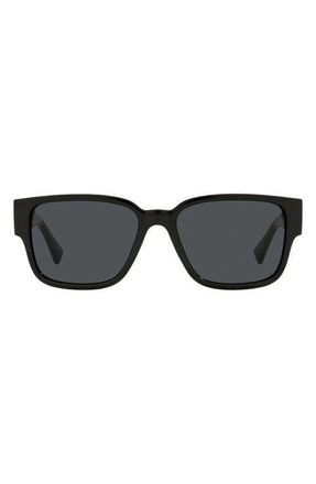 Versace Havana 57mm Rectangular Sunglasses in Black/Dark Grey at Nordstrom