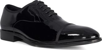 Dune London Mens Shuffle Wf - Wide Fit Patent Oxford Toe Cap Shoes - Black Patent Leather - Size UK 10
