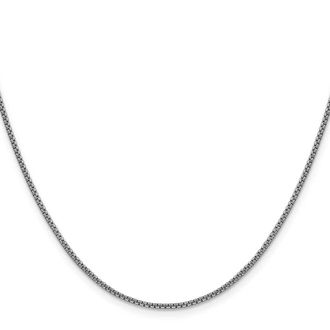 Diamond2Deal 14K White Gold 1.5mm Semi-Solid Round Box Chain Necklace