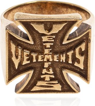 VETEMENTS Logo Signet Ring - unisex - Ringen - Geel - XL - Accessoires