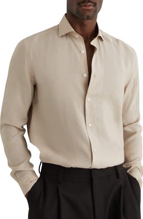 Reiss Oscar Regular Fit Button-Up Shirt in Stone at Nordstrom, Size Xx-Large