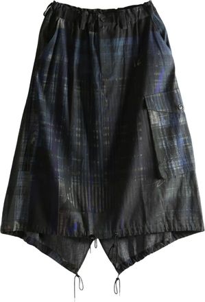 Yohji Yamamoto patchwork pocket midi skirt - Blu
