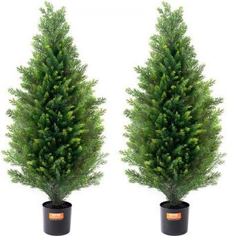 OEM &Aacute;rbol Topiario De Cedro Artificial 2 Piezas Con Hojas Adicionales Y Maceta, Planta De Pino Cipr&eacute;s Artificial De Hoja Perenne, Con Clasificaci&oacute;n Uv Par