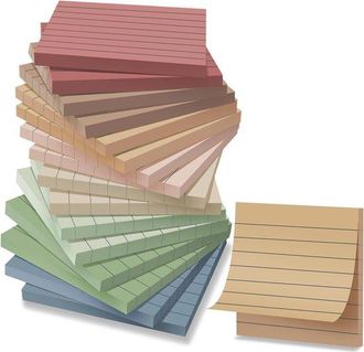 OEM Bloc De Notas Adhesivas Rayadas De 7,6 X 7,6 Cm (3 X 3 Pulgadas) - Paquete De 16 Blocs De Notas Post-it En Colores Vintage
