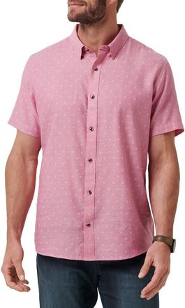 Travis Mathew Early Check In Cotton Button-Up Shirt in Heather Rose Wine at Nordstrom, Size X-Large