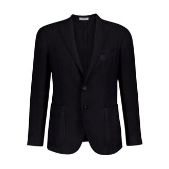 Boglioli Jassen, Heren, Blauw, S, Linnen, Navy Blauw Linnen Blazer
