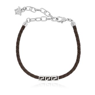 Versace Leren Armband Met Logo - Heren - Armbanden - Bruin - ONE Size - Leer - Accessoires