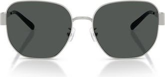Tory Burch 56mm Irregular Sunglasses in Silver /Dark Grey at Nordstrom