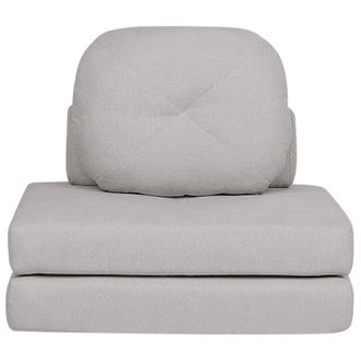 Beliani Beliani - Sof&aacute; Cama Moderno Minimalista De 1 Plaza Puf Cama Individual Con Coj&iacute;n De Tela Gris Claro Olden