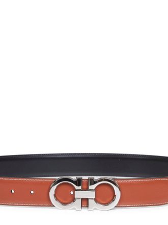 Ferragamo Mens Two-Tone Gancini Reversible Belt Brown Furs & Skins - Calf Leather