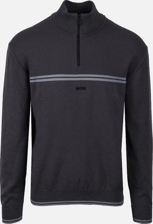 HUGO BOSS Mens Boss Green Zone Half Zip Knitwear Dark Grey - Size: 44