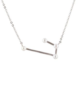 Splendid Pearls Silver 2-3Mm Pearl Zodiac Pendant Necklace
