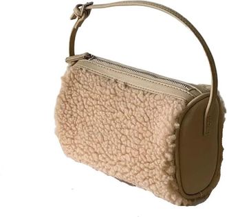 Generic Faux Fur Casual Crossbody Bag Small Comfortable Shoulder Simple PillowPurse(Apricot)