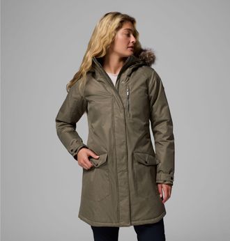 Columbia Parka COLUMBIA SUTTLE MOUNTAIN LONG INSULATED JACKET, Damen, Gr. XS, gr&uuml;n (stone gr&uuml;n), Obermaterial: 100% Polyester. Wattierung: 100% Polyester, Jack