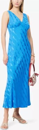 Rixo Sandrine Dress In Wave Jacquard Blue