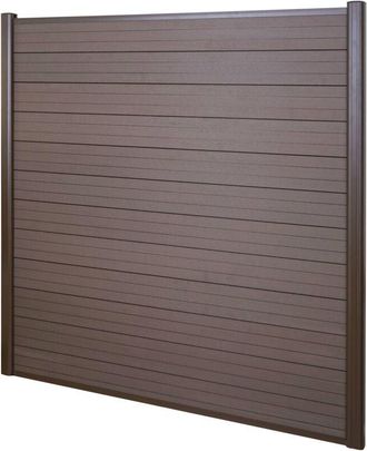 Hhg Hhg - Nunca Usado] Wpc Pantalla De Privacidad Sarthe, Valla Cortavientos, Postes De Aluminio, Elemento De Base, 1.90m Marr&oacute;n