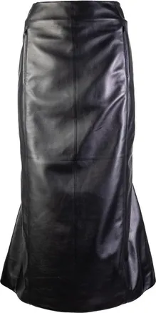Alaia Leather Panelled Midi Skirt