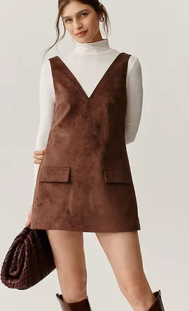 Mare Mare Faux-Suede Sleeveless V-Neck Romper