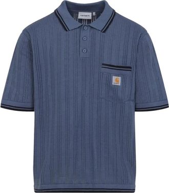Carhartt Work in Progress Striped Trim Polo Shirt - Heren - Polos - Blauw - XL - Katoen - Tops