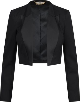 Elisabetta Franchi Cropped Blazer - Dames - Blazers - Zwart - L - Wol - Jassen