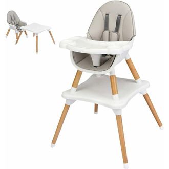 Costway Costway - Seggiolone Prima Pappa, Seggiolino Neonati, con Cintura di Sicurezza a 5 Punti, Vassoio Rimovibile e Regolebile (Grigio)