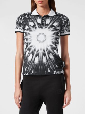 Plein Sport Polo slim fit in jersey con stampa astratta e logo posteriore