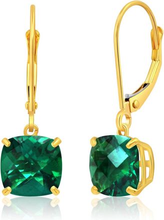 MAX + STONE 14k Solid Yellow Gold Gemstone Dangle Leverback Earrings (8mm)