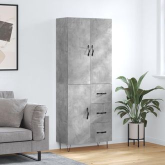 vidaXL Aparador Alto Madera Contrachapada Gris Hormig&oacute;n 69,5x34x180 Cm Vidaxl