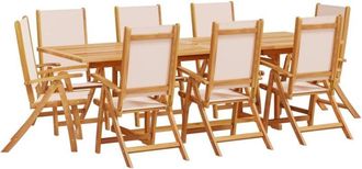 vidaXL 9 Piece Garden Dining Set Solid Wood Acacia and Textilene vidaXL