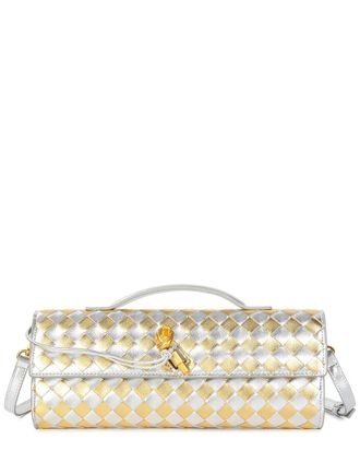 Tiffany & Fred Woven Metallic Leather Top Handle Crossbody